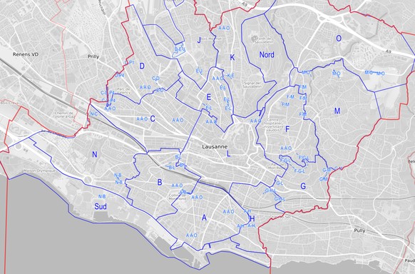 Carte zone macaron parking Lausanne.