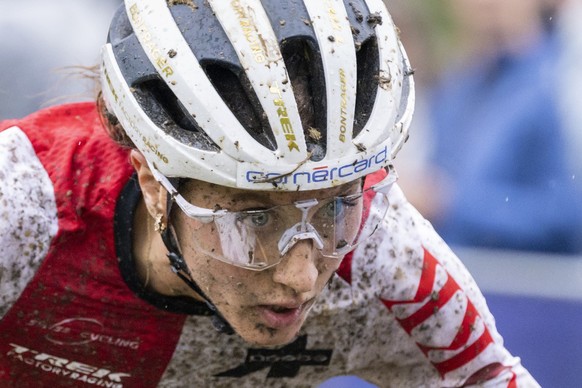 Jolanda Neff of Switzerland competes during the Mountainbike Women&#039;s Cross Country Competition of the 2022 European Championships Munich, in Munich, Germany, on Saturday, August 20, 2022. (KEYSTO ...