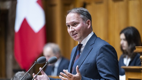 Simon Michel, FDP-SO, spricht zur Beziehung der Schweiz zur EU, an der Herbstsession der Eidgenoessischen Raete, am Montag, 9. September 2024 im Nationalrat in Bern. (KEYSTONE/Alessandro della Valle)