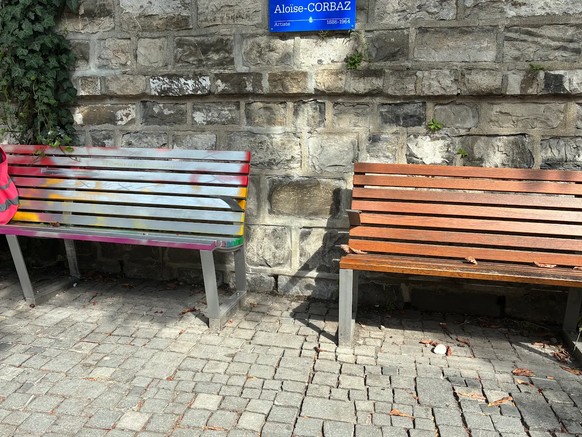 Des bancs arc-en-ciel vandalisés à Lausanne.