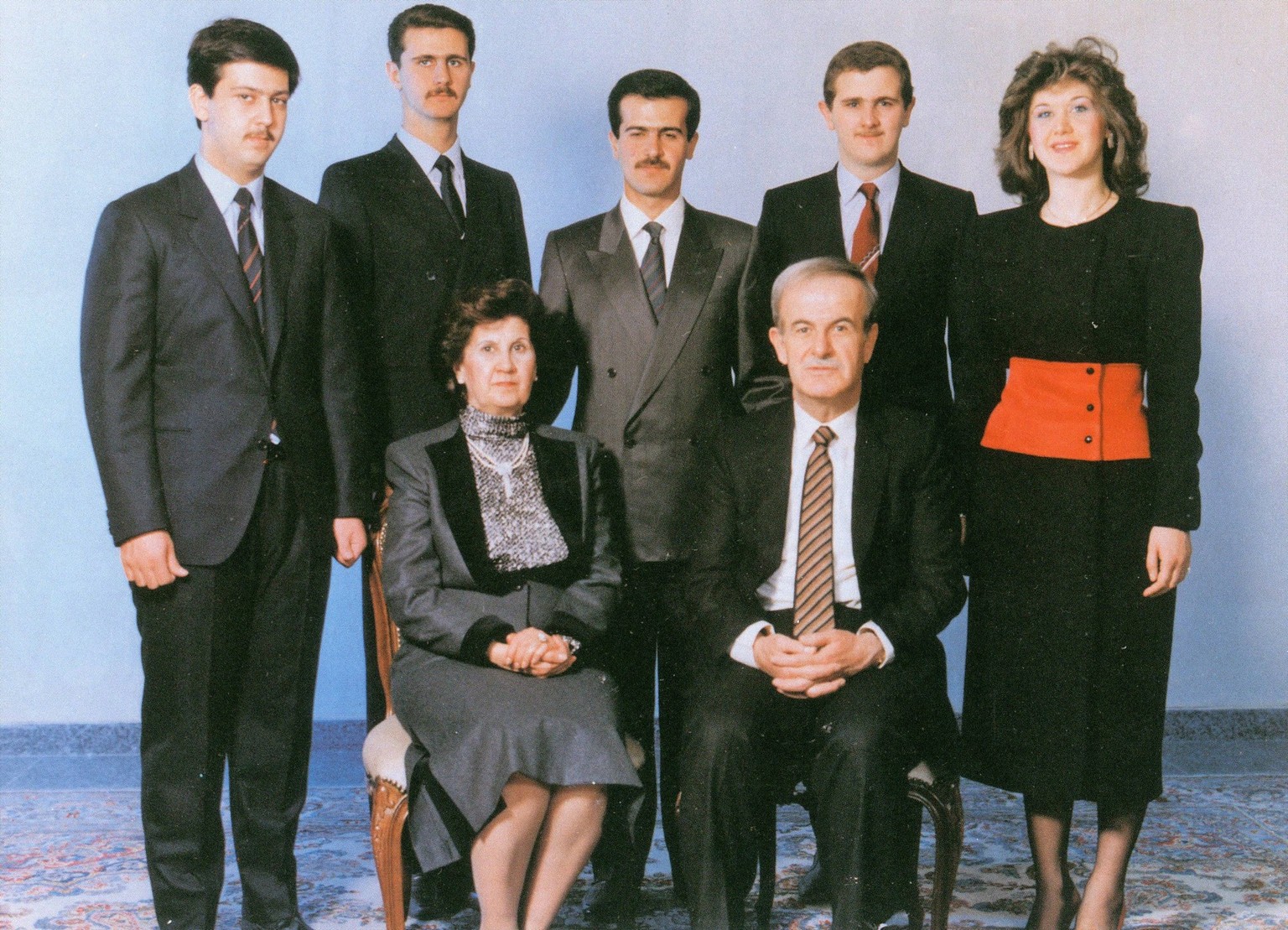 File picture of Syrian President Hafez El Assad and his family A file photo dated 1986 shows Syrian President Hafez Al Assad and his family. Next to him, seated is his wife Anissa, behind them from le ...