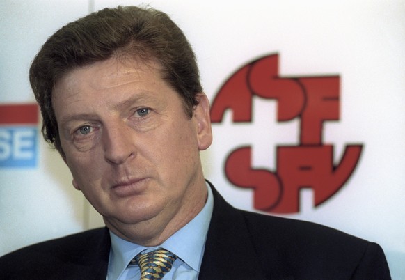 Roy Hodgson, Trainer der Schweizer Fussball-Nationalmannschaft, aufgenommen im Oktober 1995 bei einer Pressekonferenz des Schweizerischen Fussballverbandes (SFV). Hodgson wechselt per sofort als Train ...