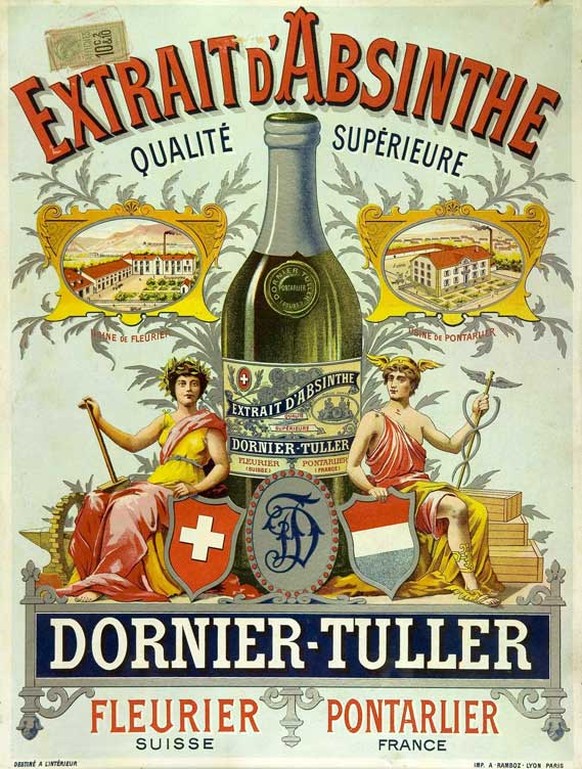 Les premières distilleries d'absinthe ont été créées des deux côté de la frontière.