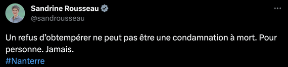 Sandrine Rousseau s&#039;exprime sur le décès de Naël, abattu par la police en France