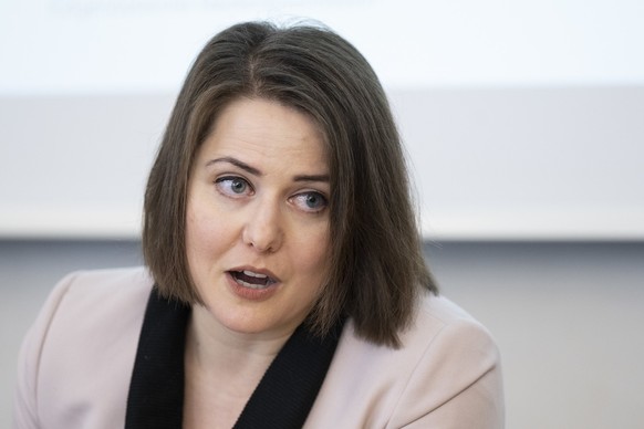 Anna Jobin, Praeisidentin, von der Eidgenoessischen Medienkommission, EMEK, aeussert sich zu neuen Konzepten der Medienfoerderung, am Dienstag, 10. Januar 2023, in Bern. (KEYSTONE/Peter Schneider)