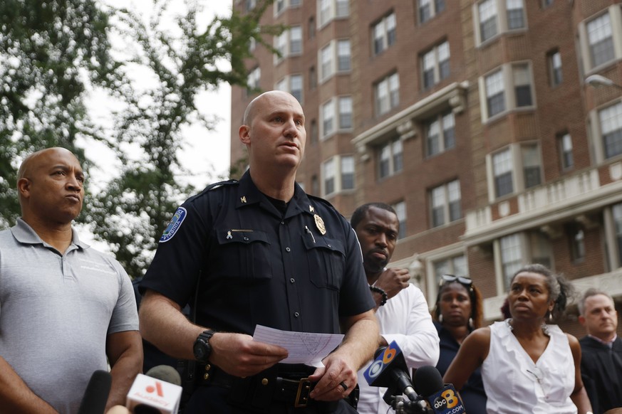 Richmond Interim Chief of Police Rick Edwards gives a news briefing about a shooting that happened at the Huguenot High School graduation, Tuesday, June 6, 2023, in Richmond, Va. (Margo Wagner/Richmon ...