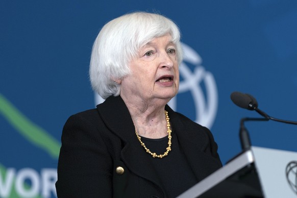 Secretary of the Treasury Janet Yellen speaks during a forum at the World Bank/IMF Annual Meetings in Washington, Tuesday, Oct. 22, 2024. (AP Photo/Jose Luis Magana)
Janet Yellen
