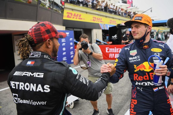 La relation entre Max Verstappen (à droite) et Lewis Hamilton, ici au Grand Prix de France en juin dernier, risque de se détériorer.