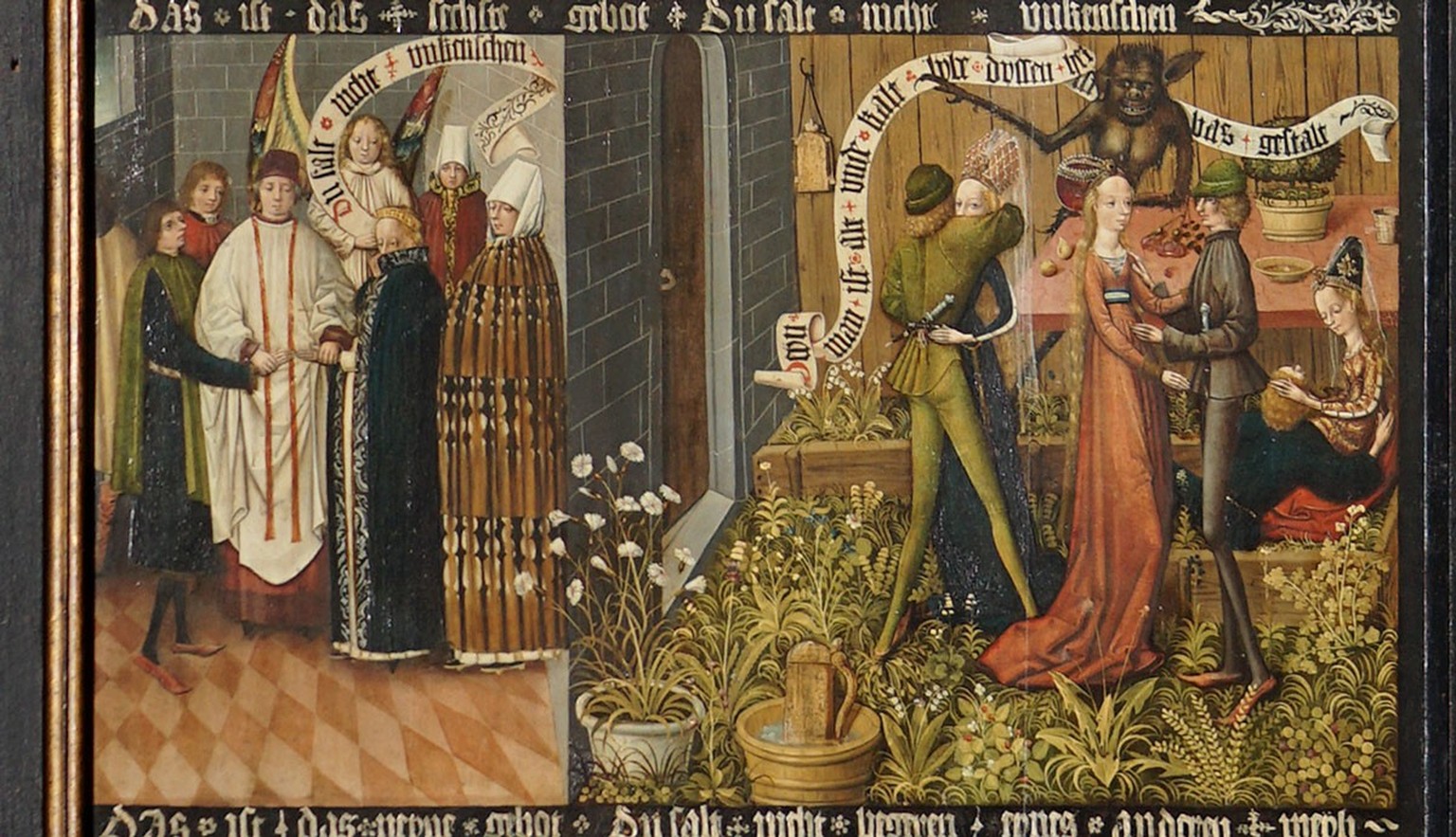 Nul doute que tout le monde n’obéit pas à ces règles rigides, au Moyen Âge comme à notre ère.
https://commons.wikimedia.org/wiki/File:Tablica_Dziesi%C4%99ciorga_przykaza%C5%84_DSC00275.jpg?uselang=fr