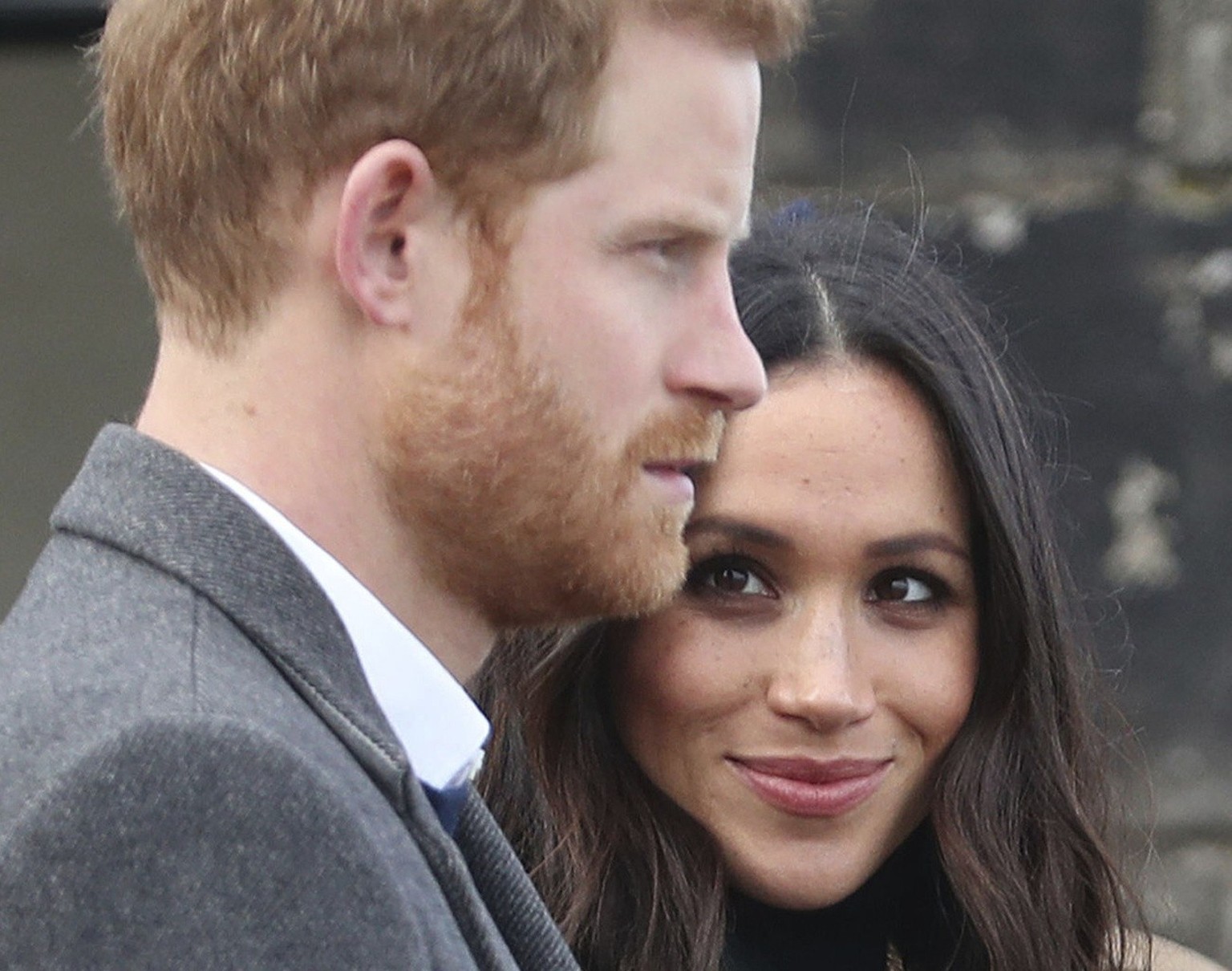 Britain&#039;s Prince Harry and his fiancee Meghan Markle during their visit at Edinburgh Castle, during their visit to Edinburgh Tuesday Feb. 13, 2018.(Jane Barlow/ Pool via AP)