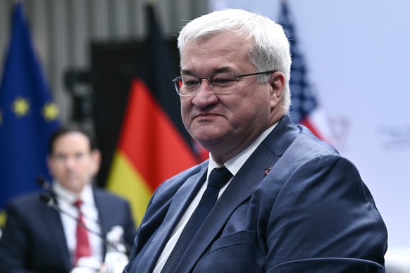 Ukraine's Foreign Minister Andriy Sybiga attends the G7 Foreign Ministers' meeting at the Vaux-de-Cernay Abbey in Cernay-la-Ville outside Paris, Friday, March 27, 2026. (Brendan Smialowski/P ...