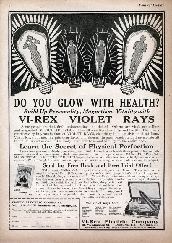 Qu'est-ce que c'est que les rayons violets? Des chocs électriques que vous vous infligez. C'est sain à coup sûr.