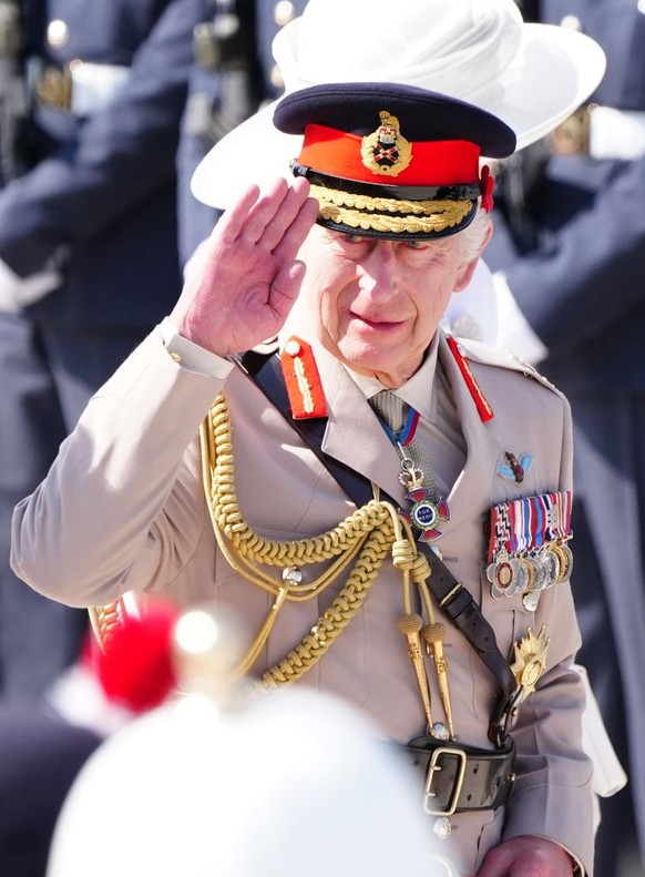 King Charles III during the UK national commemorative event for the 80th anniversary of D-Day, held at the British Normandy Memorial in Ver-sur-Mer, Normandy, France. Picture date: Thursday June 6, 20 ...