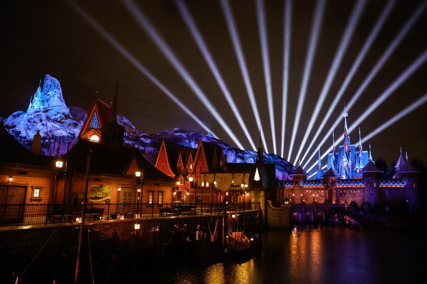 (FILES) This photograph shows a view of the new World of Frozen, inside Disney Adventure World (former Walt Disney Studios) in Disneyland Paris, in Marne-la-Vallee, east of Paris on November 24, 2025. ...