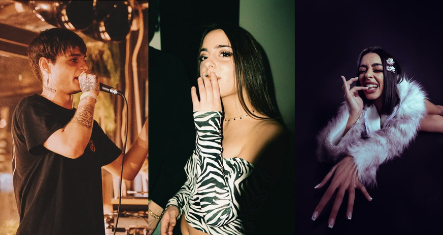 Les rappeurs italiens Cuta, Eos et Helena.