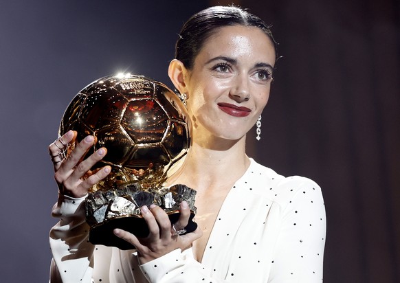 epa11689559 Barcelona player Aitana Bonmati wins the Women&#039;s Ballon d&#039;Or 2024 at the Ballon d&#039;Or 2024 ceremony at the Theatre du Chatelet in Paris, France, 28 October 2024. EPA/MOHAMMED ...