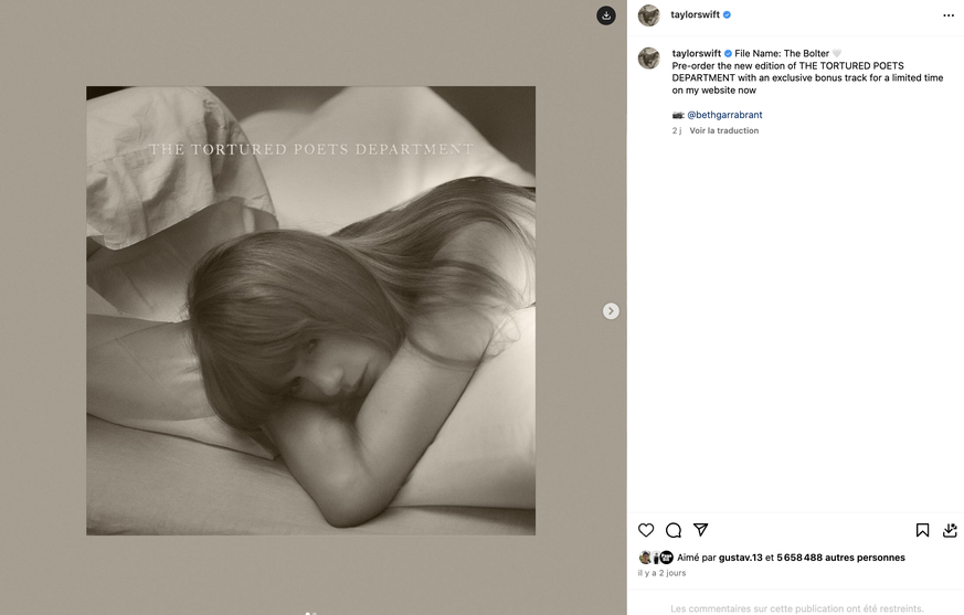 Taylor Swift annonce une nouvelle version Deluxe de The Tortured Poets Department et son nouveau titre, The Bolter.