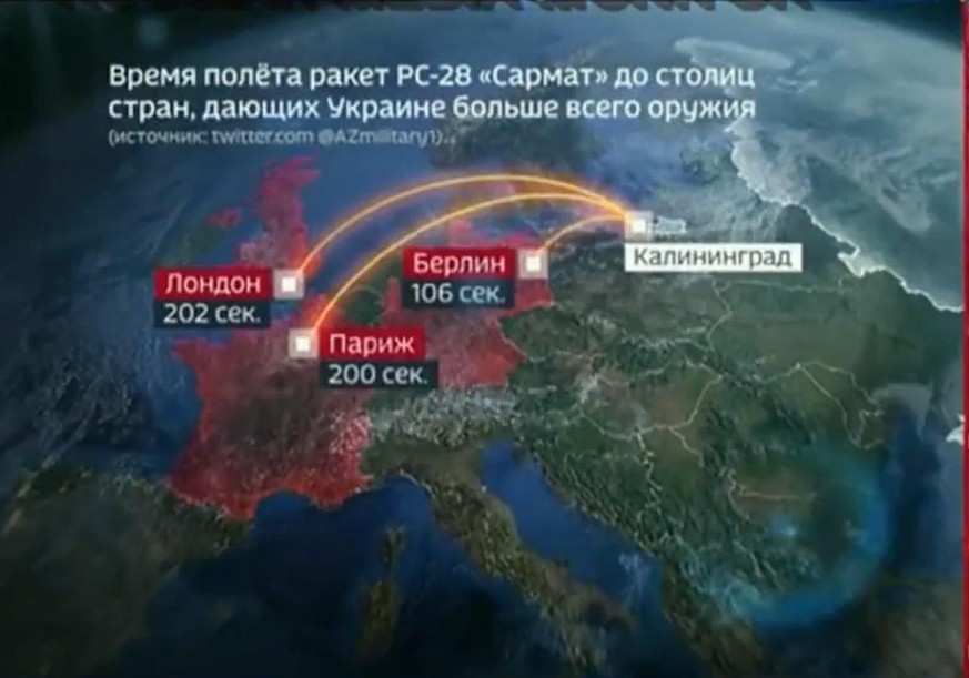 Capture d'écran de l'émission Russe «60 minutes» le 28 avril 2022