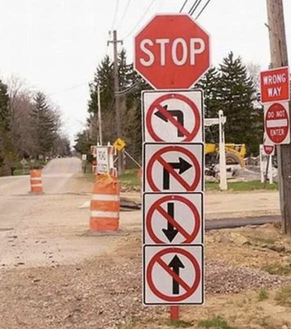 Verwirrende Strassenschilder