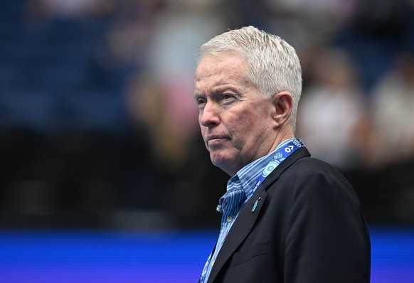 epa11093003 Tennis Australia CEO Craig Tiley looks on ahead of play on Day 8 of the 2024 Australian Open at Melbourne Park in Melbourne, Australia, 21 January 2024. EPA/LUKAS COCH AUSTRALIA AND NEW ZE ...