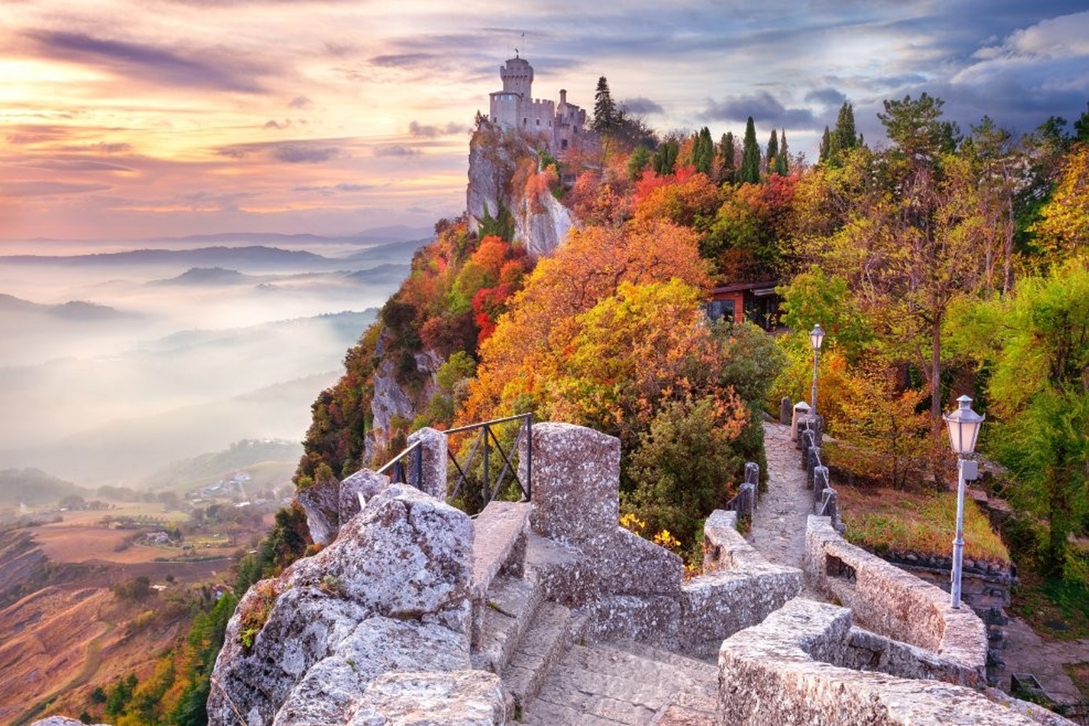 La forteresse de Saint-Marin, au sommet du mont Titano.