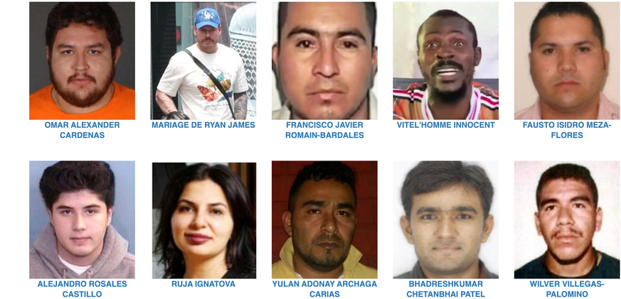 Les 10 fugitifs les plus recherchés par le FBI.