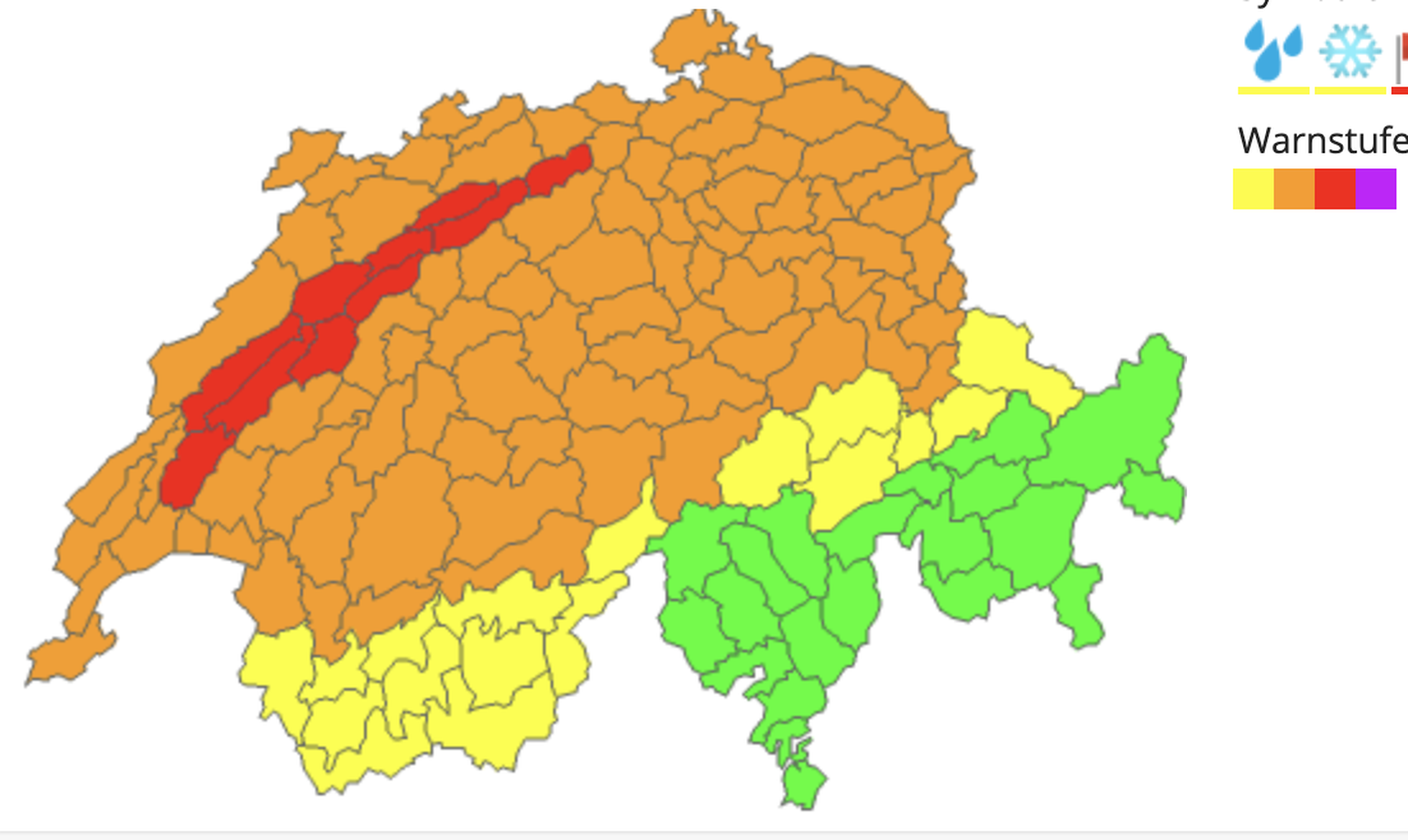 MeteoSchweiz warnt vor schweren Stürmen vor allem im Norden und Westen der Schweiz.