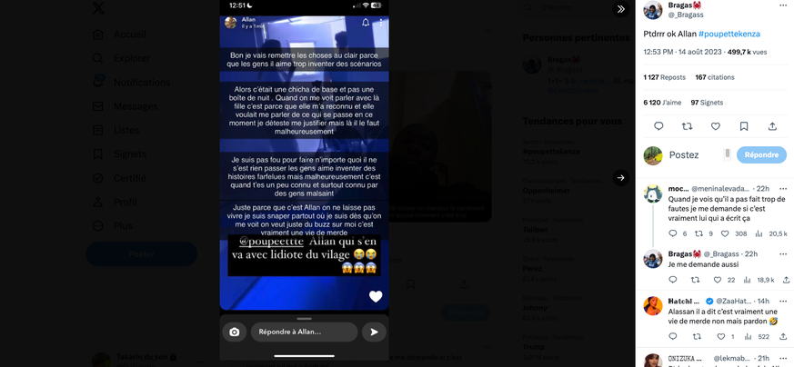 Le message d'Allan, en réponse à la polémique.