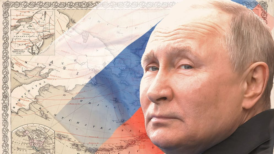 Carte, drapeau, Poutine : la propagande russe revendique l&#039;Alaska.
