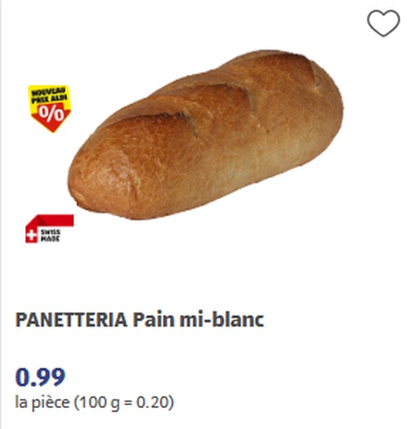 Pain Lidl à 0.99 centimes.