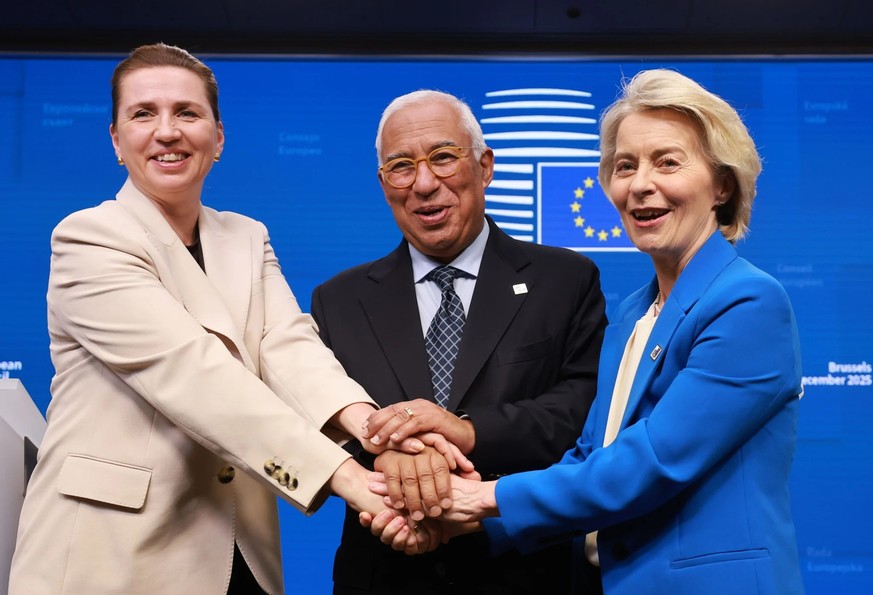 Ils ont tout mis en œuvre pour que les choses se passent autrement: la Première ministre danoise Mette Frederiksen, le président du Conseil européen Antonio Costa et la présidente de la Commission eur ...