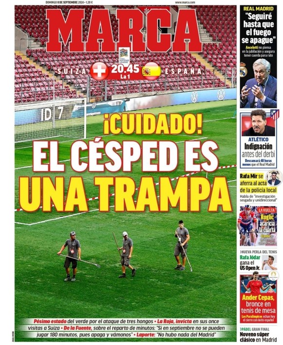 «Attention! La pelouse est un piège» en Une de Marca ce dimanche.