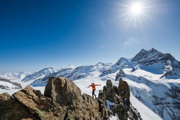 Nicolas Hojac speed mountaineering in the Jungfrau Region, Switzerland on March 30, 2021. // Thomas Senf / Red Bull Content Pool // SI202112220104 // Usage for editorial use only //