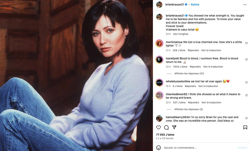 Brian Krause a également posté un hommage.