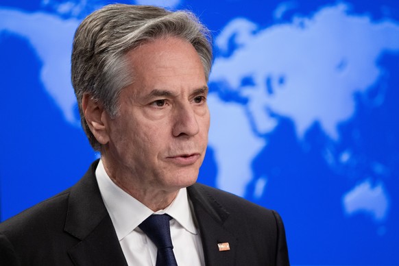 epa11294593 US Secretary of State Antony Blinken delivers remarks on the release of the 2023 Country Reports on Human Rights Practices, at the State Department in Washington, DC, USA, 22 April 2024. T ...