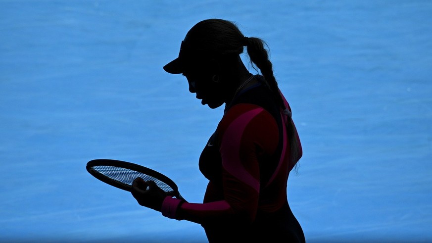 epa09005688 Serena Williams of the United States of America in action during her third round women&#039;s singles match against Anastasia Potapova of Russia at the Australian Open Grand Slam tennis to ...