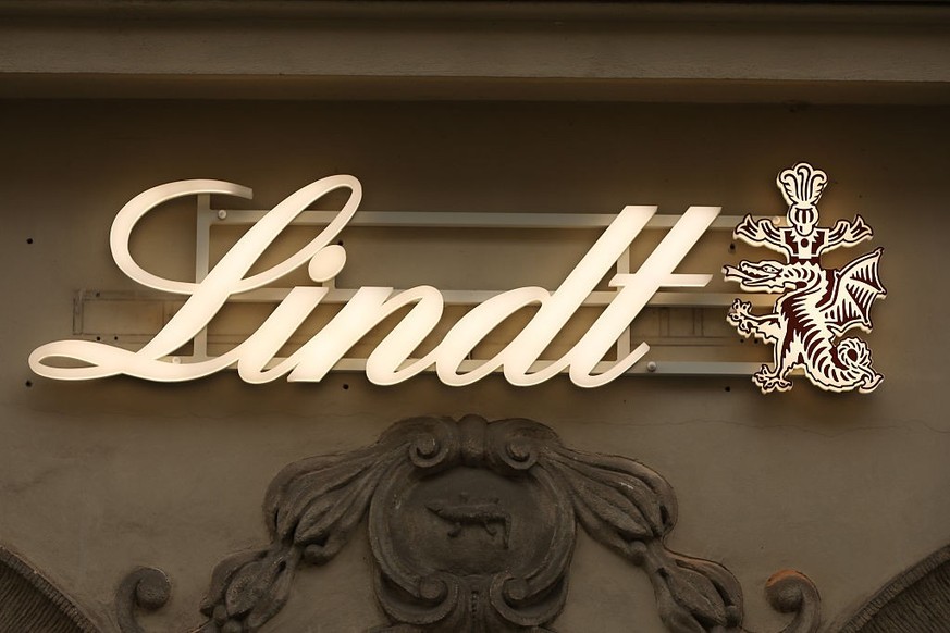 A Lindt logo is seen on the street in Krakow, Poland, on April 13, 2026. (Photo by Klaudia Radecka/NurPhoto via Getty Images)