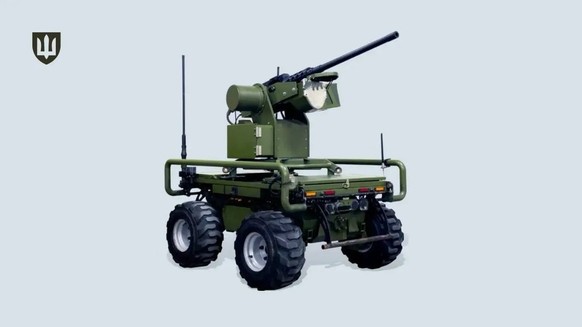 Le drone terrestre ukrainien D-21-12R est lui aussi équipé d’une mitrailleuse.
