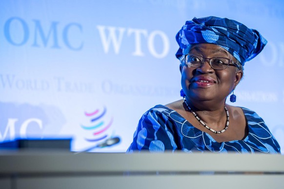 Ngozi Okonjo-Iweala, from Nigeria, candidate as Director General of the World Trade Organization (WTO), speaks during the press conferences of candidates for the WTO Director-General selection process ...