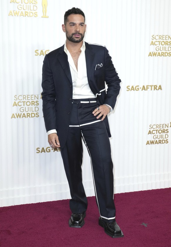 Johnny Sibilly arrives at the 29th annual Screen Actors Guild Awards on Sunday, Feb. 26, 2023, at the Fairmont Century Plaza in Los Angeles. (Photo by Jordan Strauss/Invision/AP)