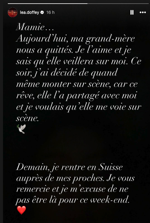Léa Doffey s'exprime sur Instagram.