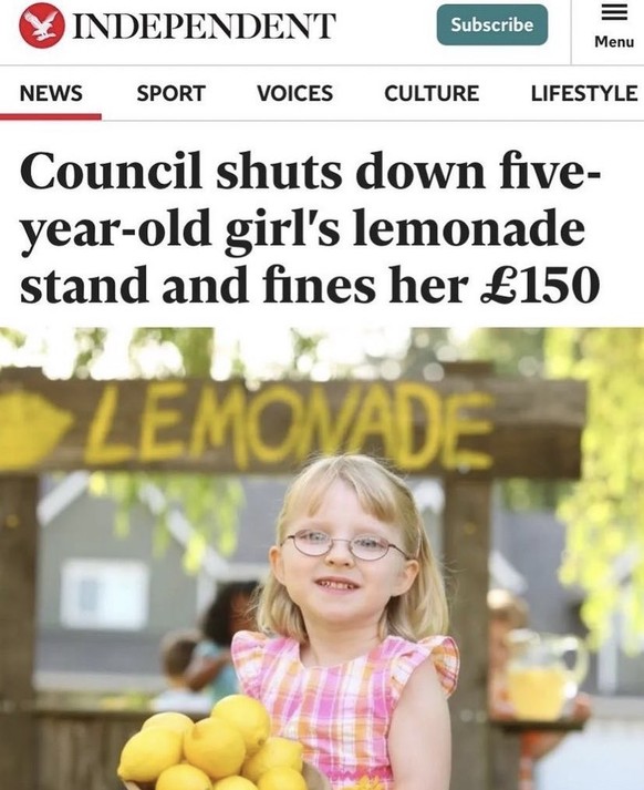 Faild: Limonanden-Stand von 5-Jähriger geschlossen.