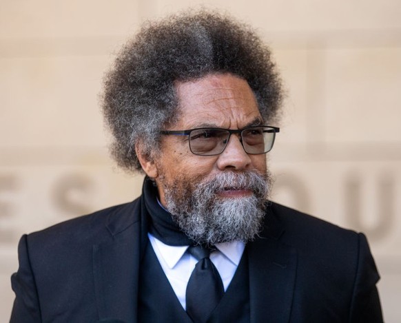 Los Angeles, CA - August 28: Cornel West speaks to the media outside U.S. Courthouse on Monday, Aug. 28, 2023, in Los Angeles, CA. A federal judge has sentenced Mark Ridley-Thomas, once a towering fig ...