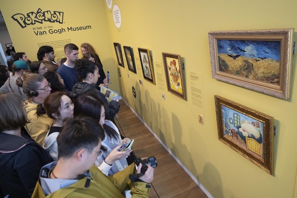 The Van Gogh Museum caters to a younger generation with artworks of Pokemon characters in the style of the famous Dutch Master Vincent Van Gogh in Amsterdam, Netherlands, Thursday, Oct. 5, 2023. (AP P ...