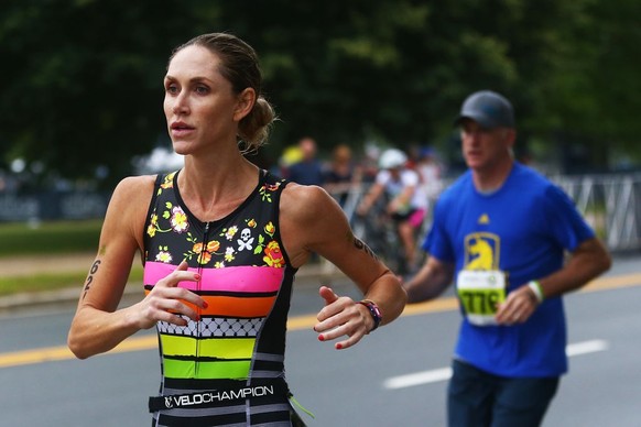 BOSTON, MA - JULY 22: Lara Yunaska, daughter-in-law of President Donald Trump, competes in the Columbia Threadneedle Investments Boston Triathlon on July 22, 2018 in Boston, Massachusetts. (Photo by A ...