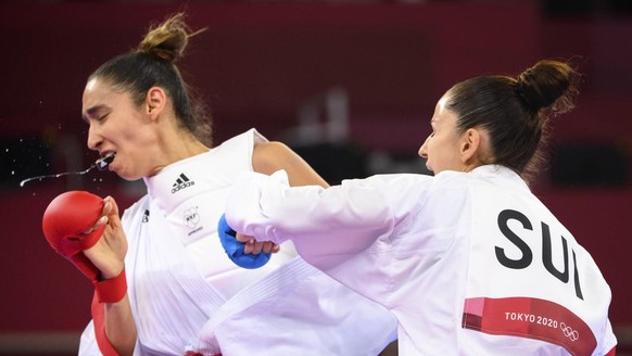 L'Argovienne (à droite) était la seule karateka suisse en lice au Japon. Elle a été éliminée en phase de poules sans démériter.