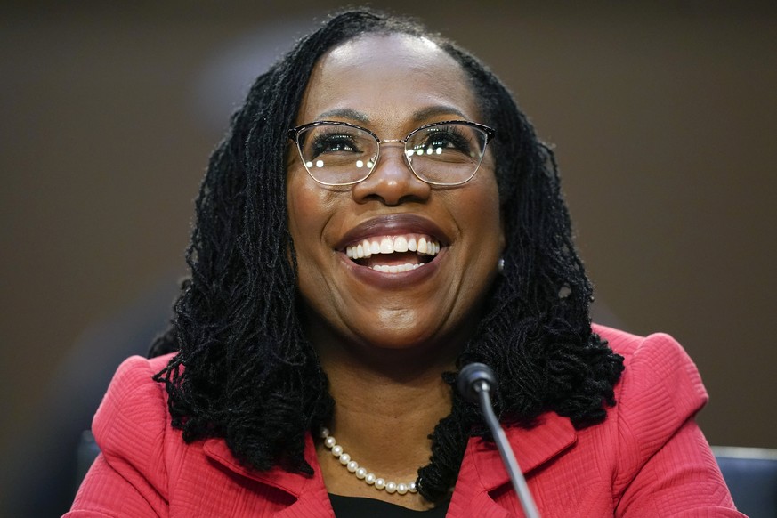 Supreme Court nominee Ketanji Brown Jackson testifies during her Senate Judiciary Committee confirmation hearing on Capitol Hill in Washington, Tuesday, March 22, 2022. (AP Photo/Andrew Harnik)
Ketanj ...