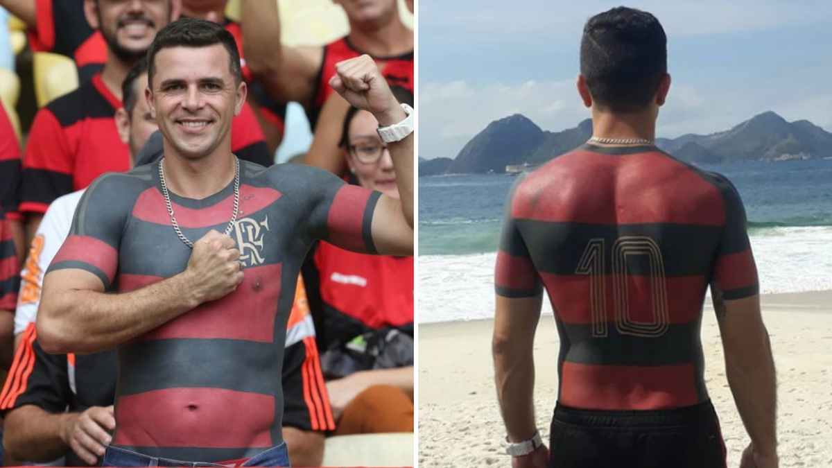 Este brasileiro fez uma tatuagem na camisa do seu time favorito.