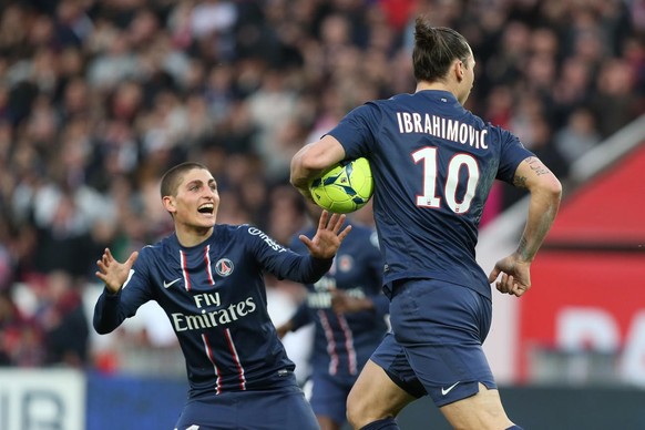 Ibrahimovic a toujours fait forte impression sur ses coéquipiers (ici Verratti).