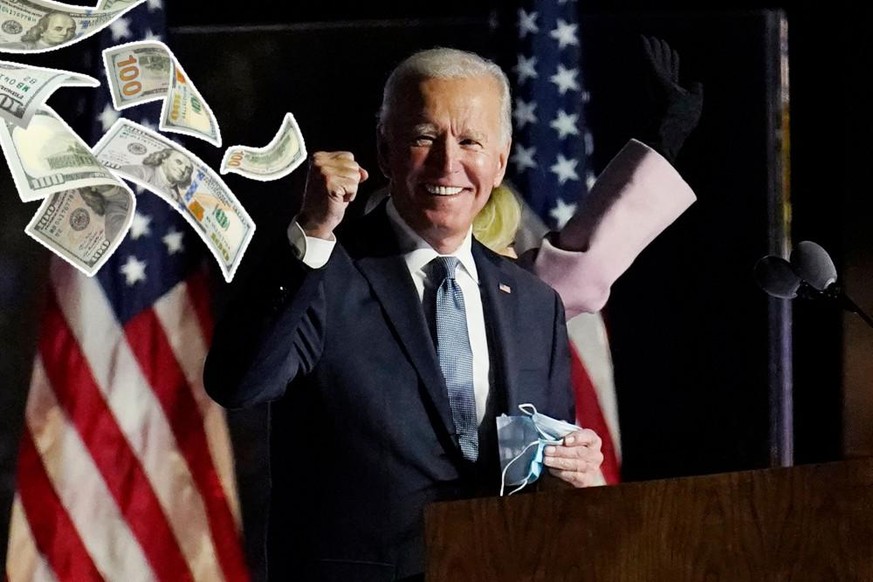 Joe Biden président dollars drapeau américain